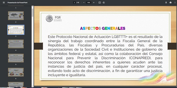 Capacitación de la FGR y la CONAPRED a personal de la FGJT en temas de diversidad sexual y&nbsp;género.