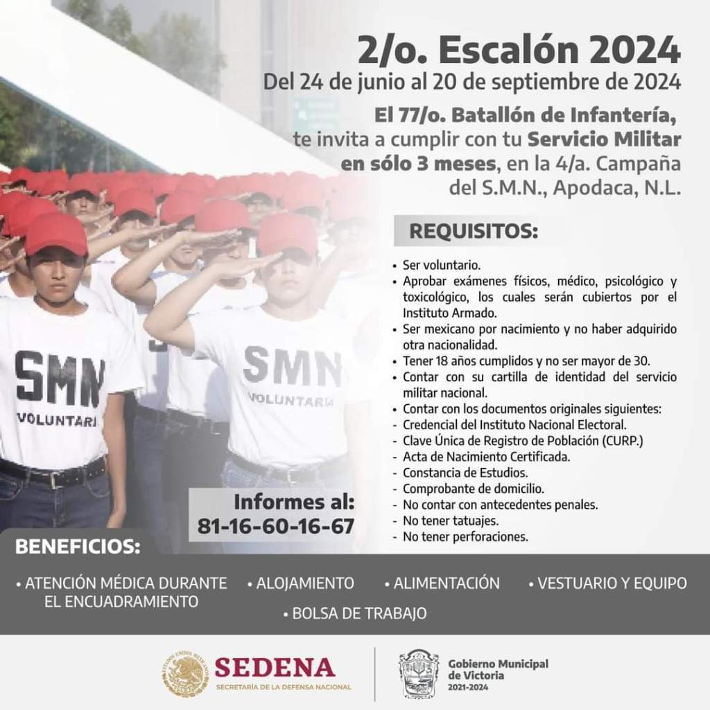 Invita SEDENA a servicio militaren modalidad de&nbsp;“encuadrado”.