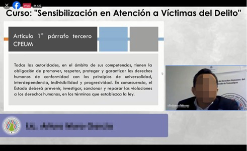 Capacitación a servidores públicos en materia de “Sensibilización en Atención a Víctimas del&nbsp;Delito”.